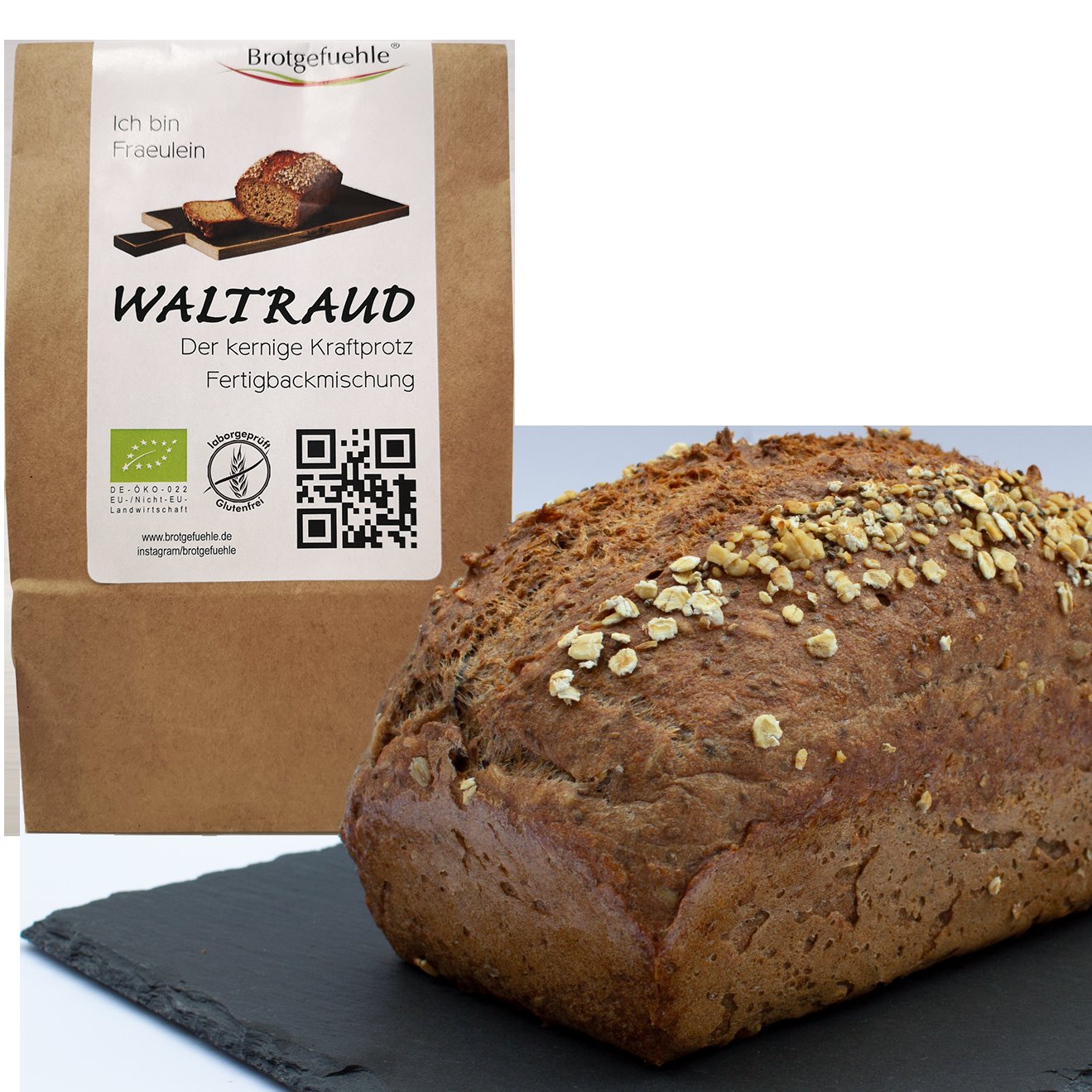 Fräulein Waltraud Brotbackmischung mit Brot